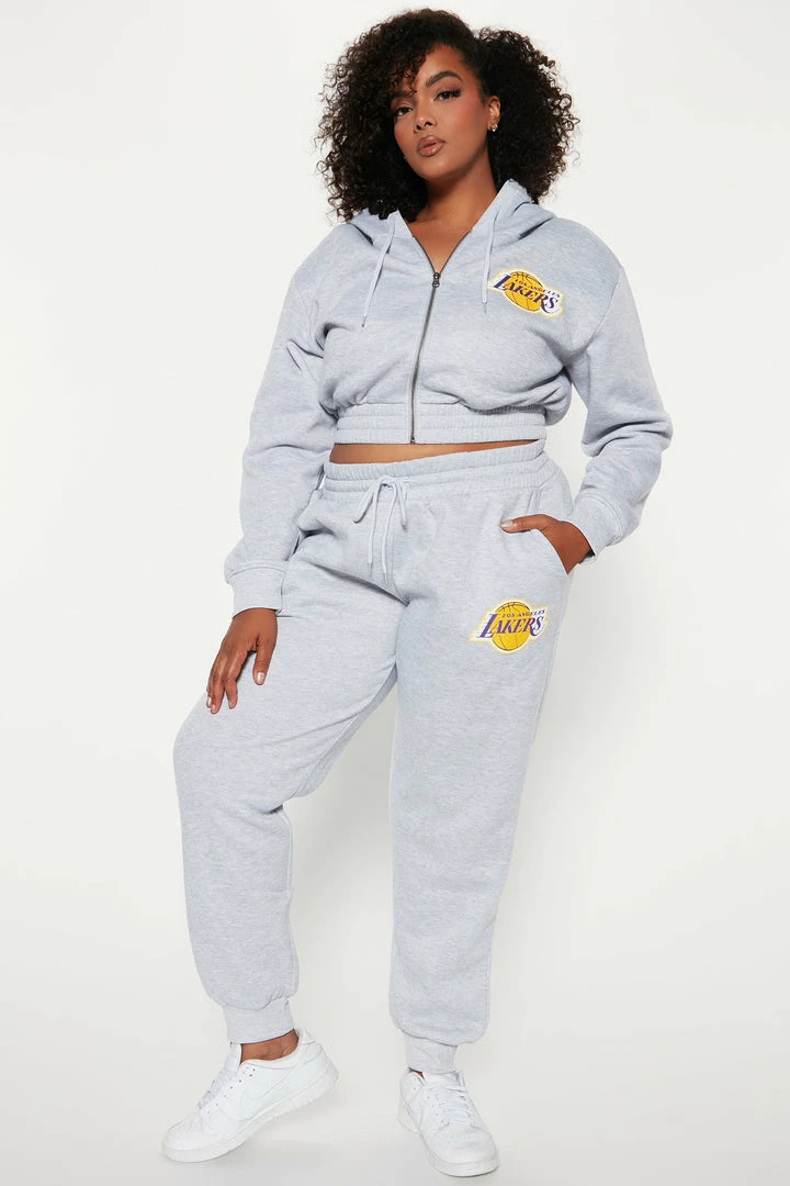 Fashion Nova Lakers Set Up Jogger - Heather Grey