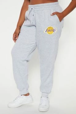 Fashion Nova Lakers Set Up Jogger - Heather Grey