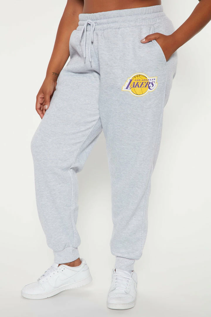 Fashion Nova Lakers Set Up Jogger - Heather Grey