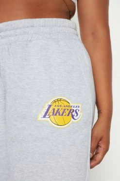 Fashion Nova Lakers Set Up Jogger - Heather Grey