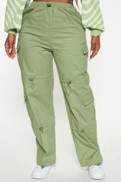 Fashion Nova Pants A Different Level Cargo Parachute Jogger - Green