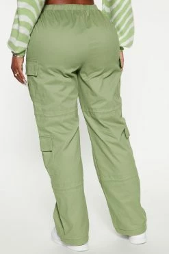 Fashion Nova Pants A Different Level Cargo Parachute Jogger - Green