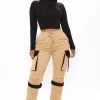 Fashion Nova Pants Can't Get With You Cargo Pant - Khaki/combo