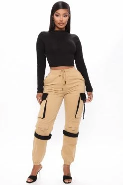 Fashion Nova Pants Can't Get With You Cargo Pant - Khaki/combo