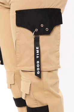 Fashion Nova Pants Can't Get With You Cargo Pant - Khaki/combo