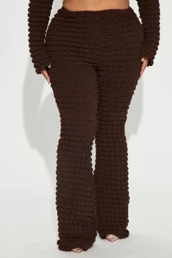Fashion Nova Cloud Nine Flare Pant - Chocolate Pants