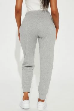 Fashion Nova Deanna Distressed Jogger - Heather Grey Pants