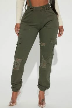 Fashion Nova Get On My Level Cargo Pants - Olive