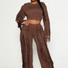 Fashion Nova Just Shake It Fringe Jogger - Chocolate Pants