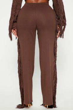 Fashion Nova Just Shake It Fringe Jogger - Chocolate Pants