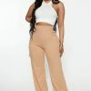 Fashion Nova Kora Wide Leg Pant - Taupe