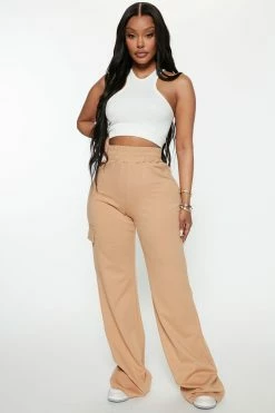 Fashion Nova Kora Wide Leg Pant - Taupe
