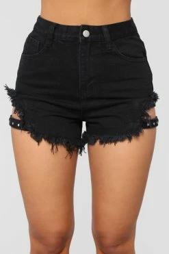 Fashion Nova After Dark Denim Short - Black