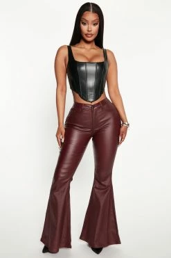 Fashion Nova Pants Bring It On Flare Pant 31.5 - Burgundy