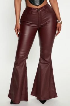 Fashion Nova Pants Bring It On Flare Pant 31.5 - Burgundy