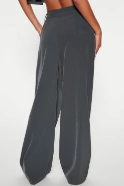 Fashion Nova Olsen High Rise Trouser - Charcoal