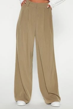 Fashion Nova Olsen High Rise Trouser - Olive Pants