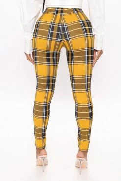 Fashion Nova Check In Plaid Leggings - Yellow/combo
