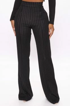 Fashion Nova Victoria High Waisted Dress Pant Pinstripe - Black/White