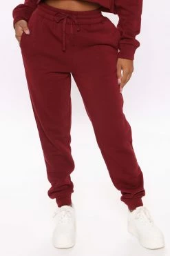 Fashion Nova Pants Like A Champ Jogger - Burgundy