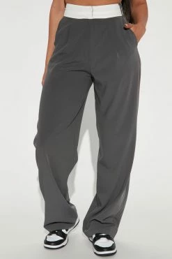 Fashion Nova Pants Laurel Canyon Fold Over Trouser - Charcoal