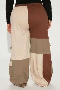 Fashion Nova Ready To Go Wide Leg Cargo Pant 32 - Brown/combo Pants