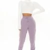 Fashion Nova Unbothered Fleece Jogger - Purple Pants