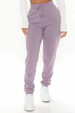 Fashion Nova Unbothered Fleece Jogger - Purple Pants