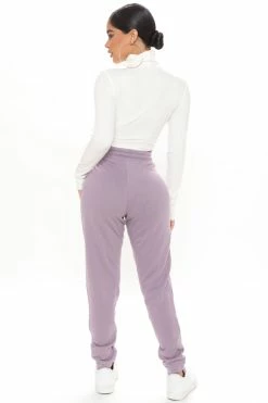 Fashion Nova Unbothered Fleece Jogger - Purple Pants