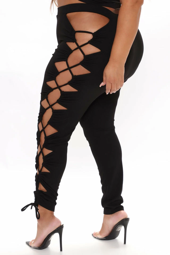 Fashion Nova Pants Eyes On Me Cutout Pant - Black