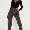 Fashion Nova Not Messing Around Cargo Jogger 30 - Olive Pants