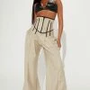 Fashion Nova Pants Claim To Fame Corseted Trouser Pant - Sand
