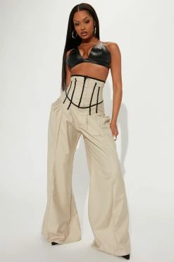 Fashion Nova Pants Claim To Fame Corseted Trouser Pant - Sand