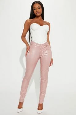 Fashion Nova Pants In Your Dreams Faux Leather Skinny Pant 29 - Rose