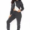 Fashion Nova Work Things Out Fleece Joggers - Charcoal Pants