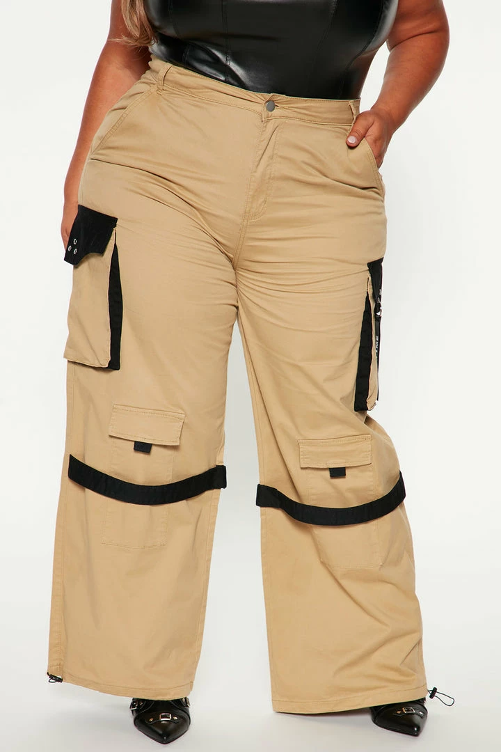 Fashion Nova Good Times Wide Leg Cargo Pant 29 - Khaki/combo