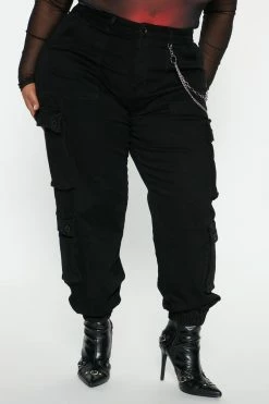 Fashion Nova Pants Not A Game Cargo Jogger 30 - Black