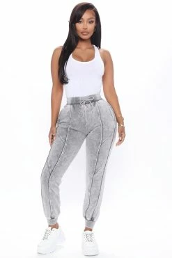 Fashion Nova Pants Ask Me Anything Joggers - Grey