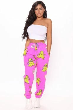 Fashion Nova Rawr Reptar Graphic Sweatpants - Hot Pink