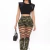 Fashion Nova Pants I'm It Lace Up Camo Skinny Pant - Camouflage