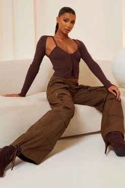 Fashion Nova On Your Mind Wide Leg Parachute Jogger 29 - Brown