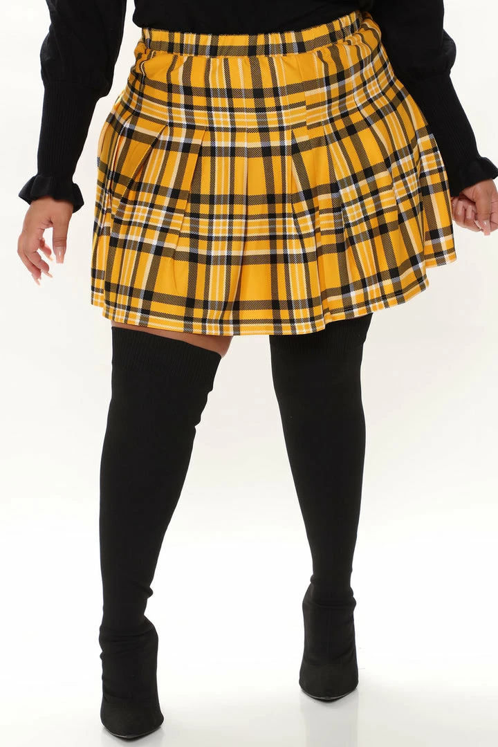 Fashion Nova First Move Pleated Mini Skirt - Yellow/combo