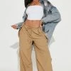 Fashion Nova Larger Than Life Oversized Parachute Jogger - Taupe Pants