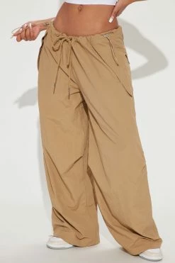 Fashion Nova Larger Than Life Oversized Parachute Jogger - Taupe Pants