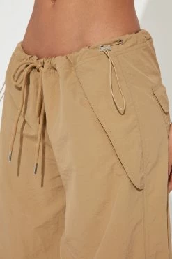 Fashion Nova Larger Than Life Oversized Parachute Jogger - Taupe Pants