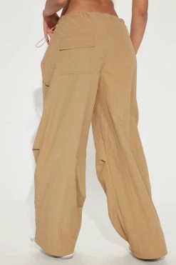 Fashion Nova Larger Than Life Oversized Parachute Jogger - Taupe Pants