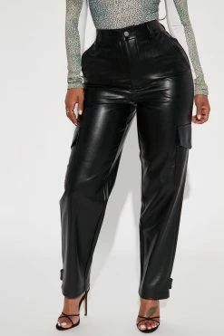 Fashion Nova Pants The Finest Faux Leather Cargo Pant 29 - Black