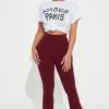 Fashion Nova Adriana Flare Pant - Burgundy