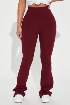 Fashion Nova Adriana Flare Pant - Burgundy
