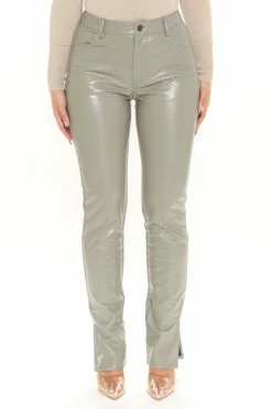 Fashion Nova Pants Croc Lock And Drop It Faux Leather Pant 33 - Sage